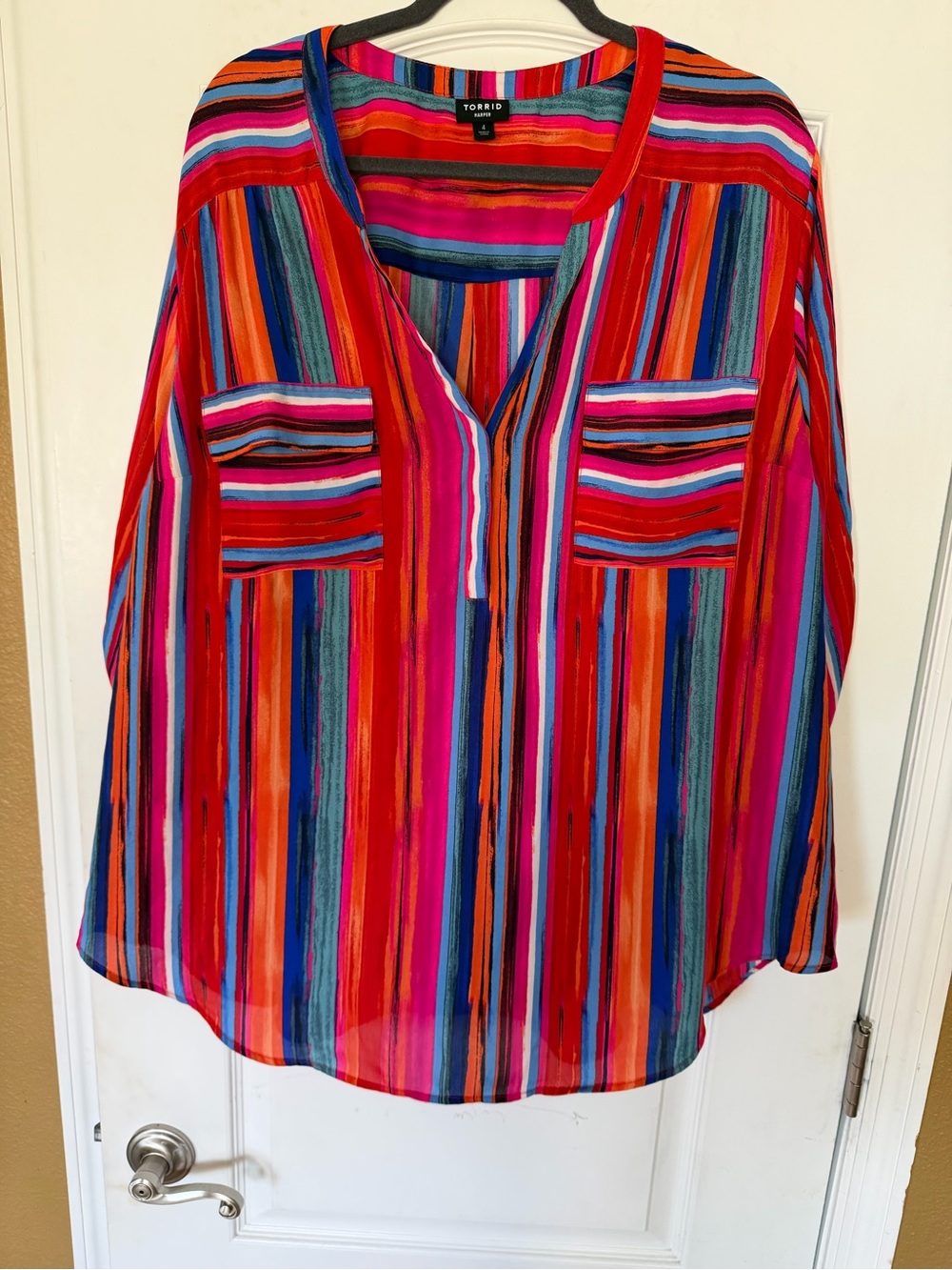 Torrid Harper Georgette Plus Size Multi-Color Tunic Top 3/4 Sleeves Size -4X
